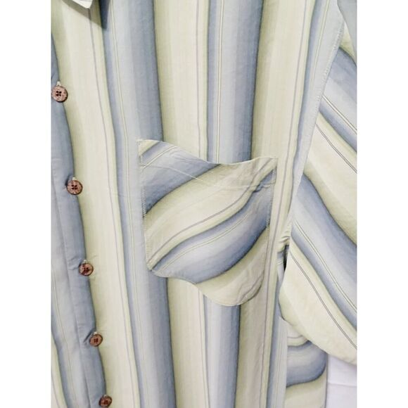 Tommy Bahama Men's Green Striped Short Sleeve Button Up Relax Shirt Large - Picture 3 of 8